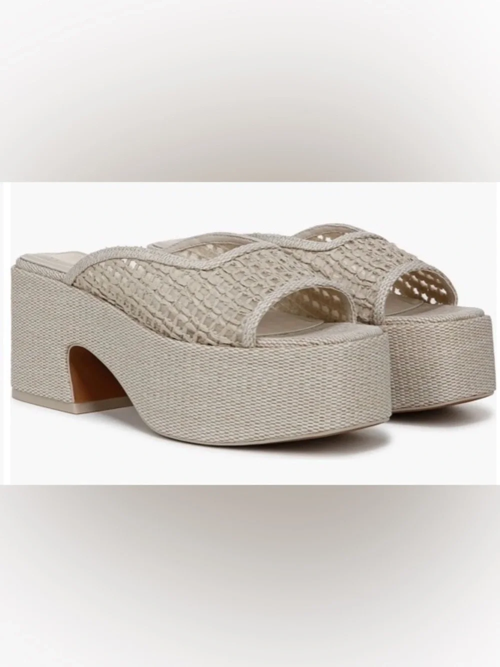 Franco Sarto Fernanda Woven Platform Slide Sandal/Natural: Size 7
